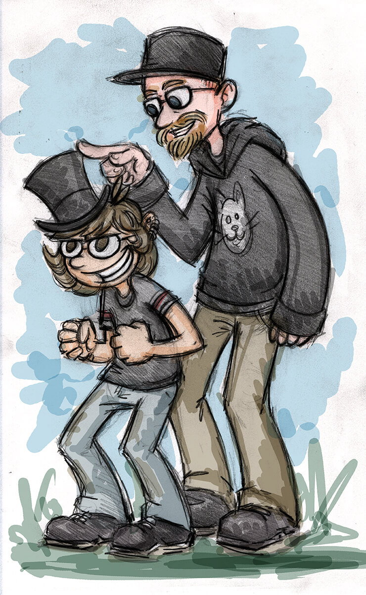 "Weird Like Me" Cartoon Sketch of Jin Wicked and Dan Bateman